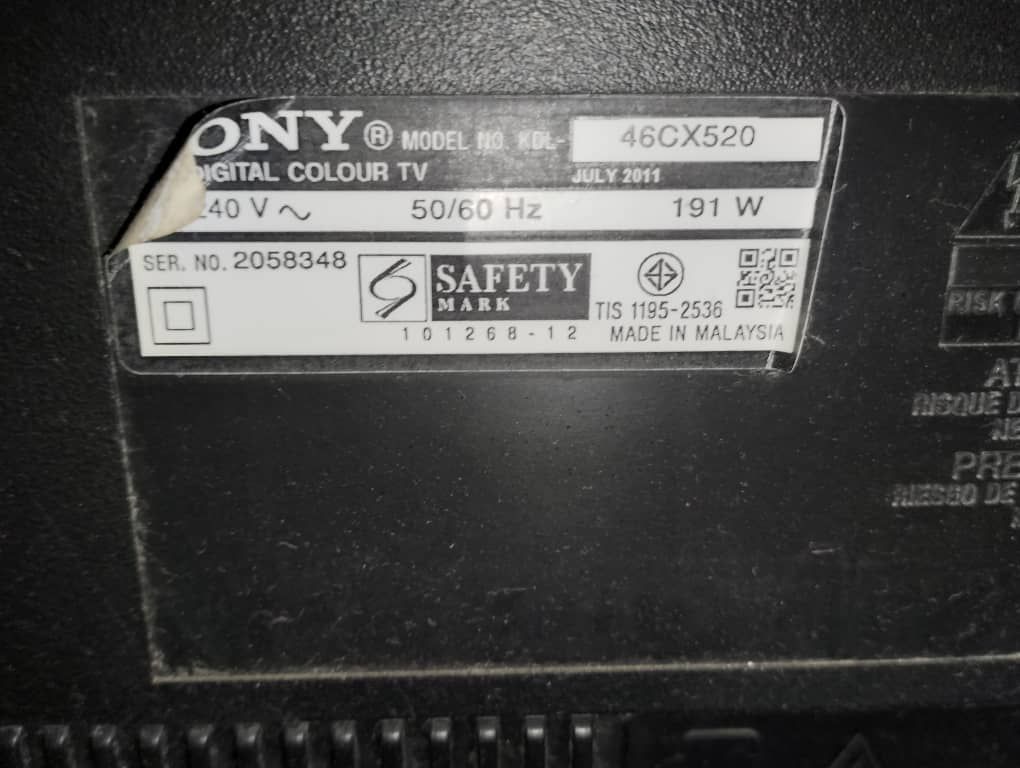 تلویزیون ال ای دی شکسته سونی مدل: 46CX520